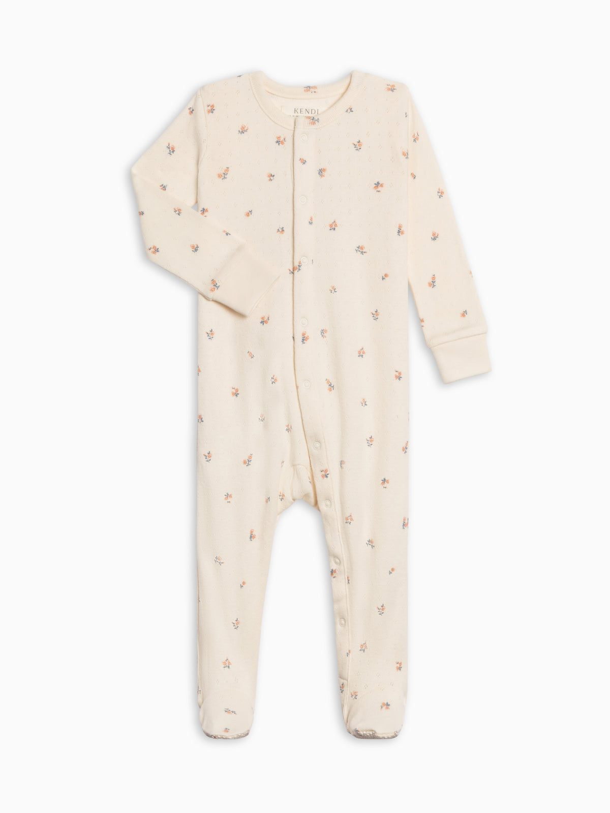 Skylar Pointelle Sleeper - Maris Floral / Ivory + Sea Sale : Baby : One Pieces : Sleepers : Long Sleeves KENDI by Colored Organics Skylar Pointelle Sleeper - Maris Floral | Colored Organics®