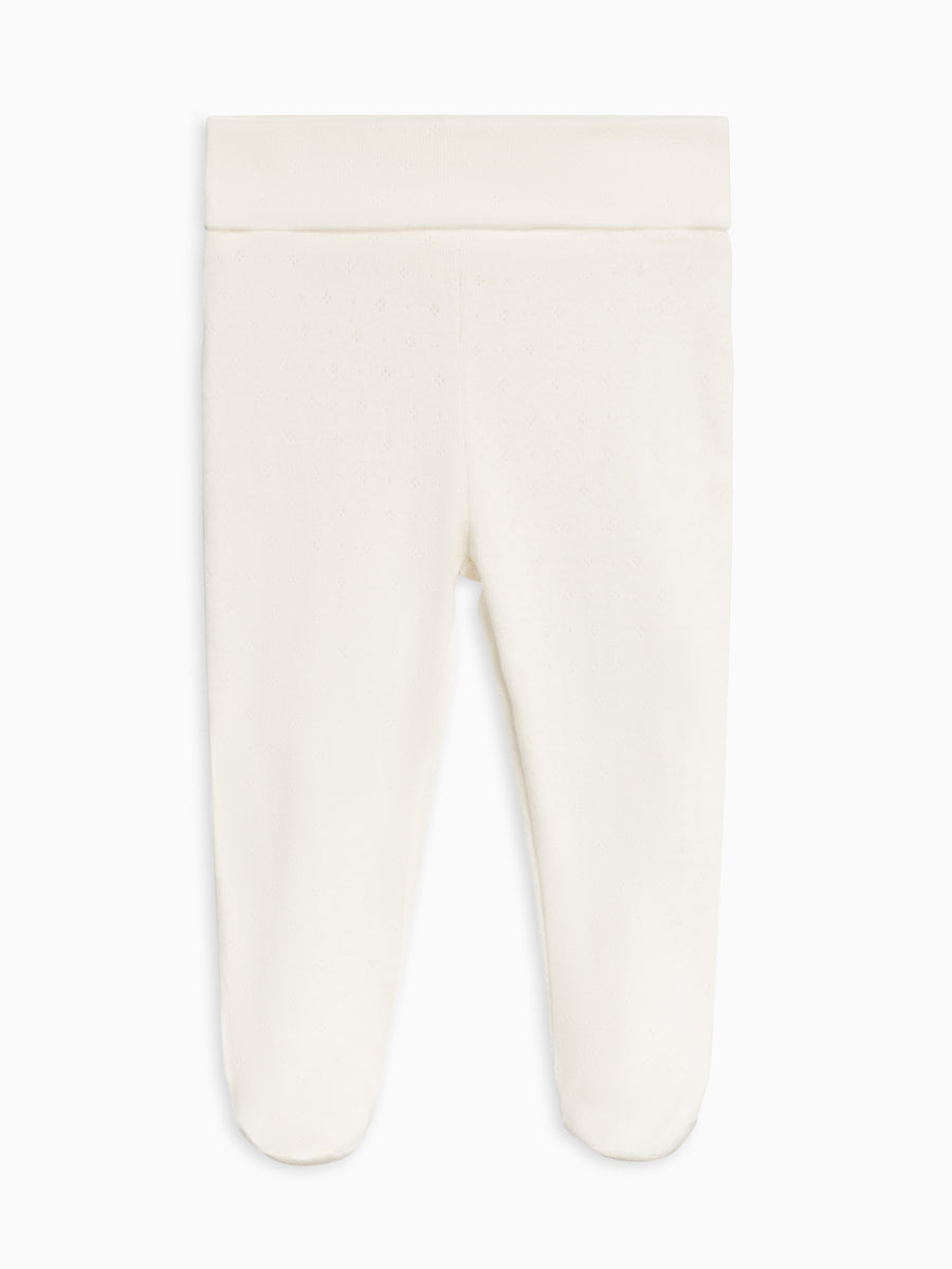 Chloe Pointelle Footed Pants Baby : Bottoms : Pants Kendi Organic Cotton Baby Chloe Pointelle Footed Pants 