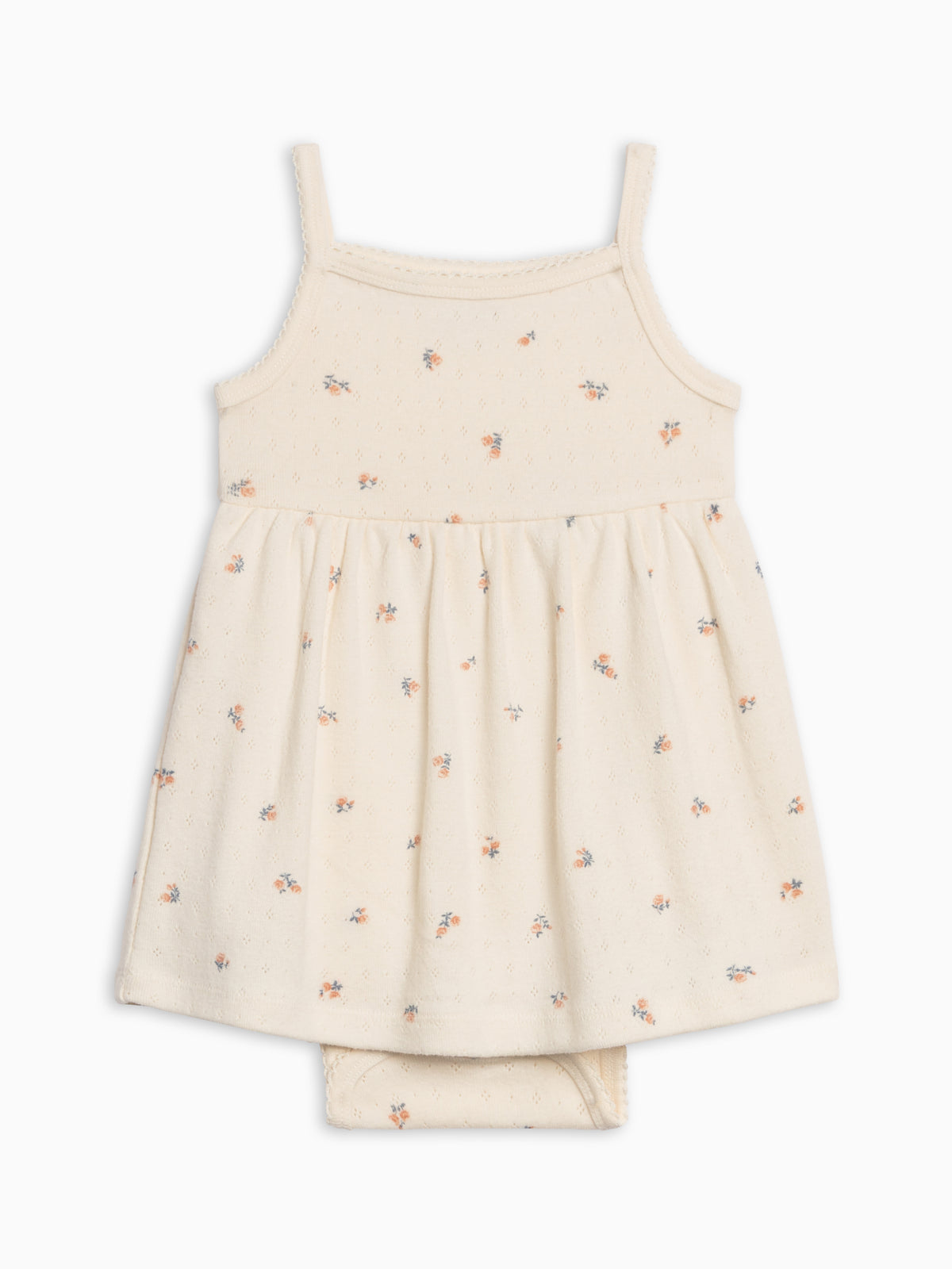 Soleil Pointelle Bodysuit Dress - Maris Floral / Ivory + Sea Sale : Baby : One Pieces : Bodysuits : Tanks : Dresses : Tanks KENDI by Colored Organics Soleil Pointelle Bodysuit Dress - Maris | Colored Organics®