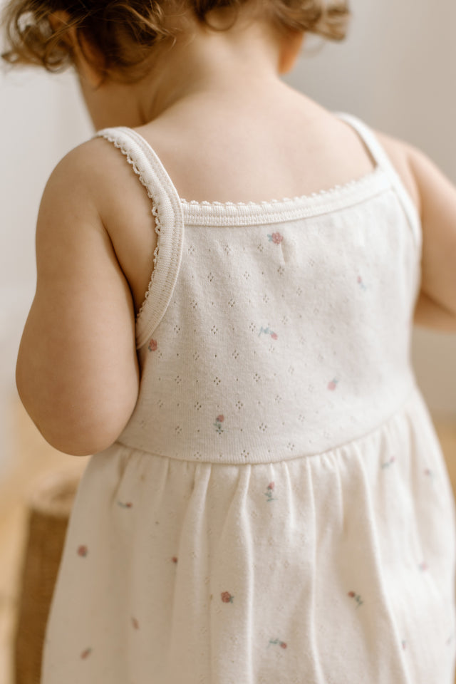 Soleil Pointelle Bodysuit Dress Baby :One Pieces :Bodysuits :Tanks :Dresses :Tanks Kendi Organic Cotton Baby Soleil Pointelle Bodysuit Dress