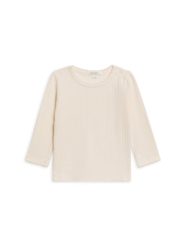 Kate Brushed Back Pointelle Long Sleeve Top