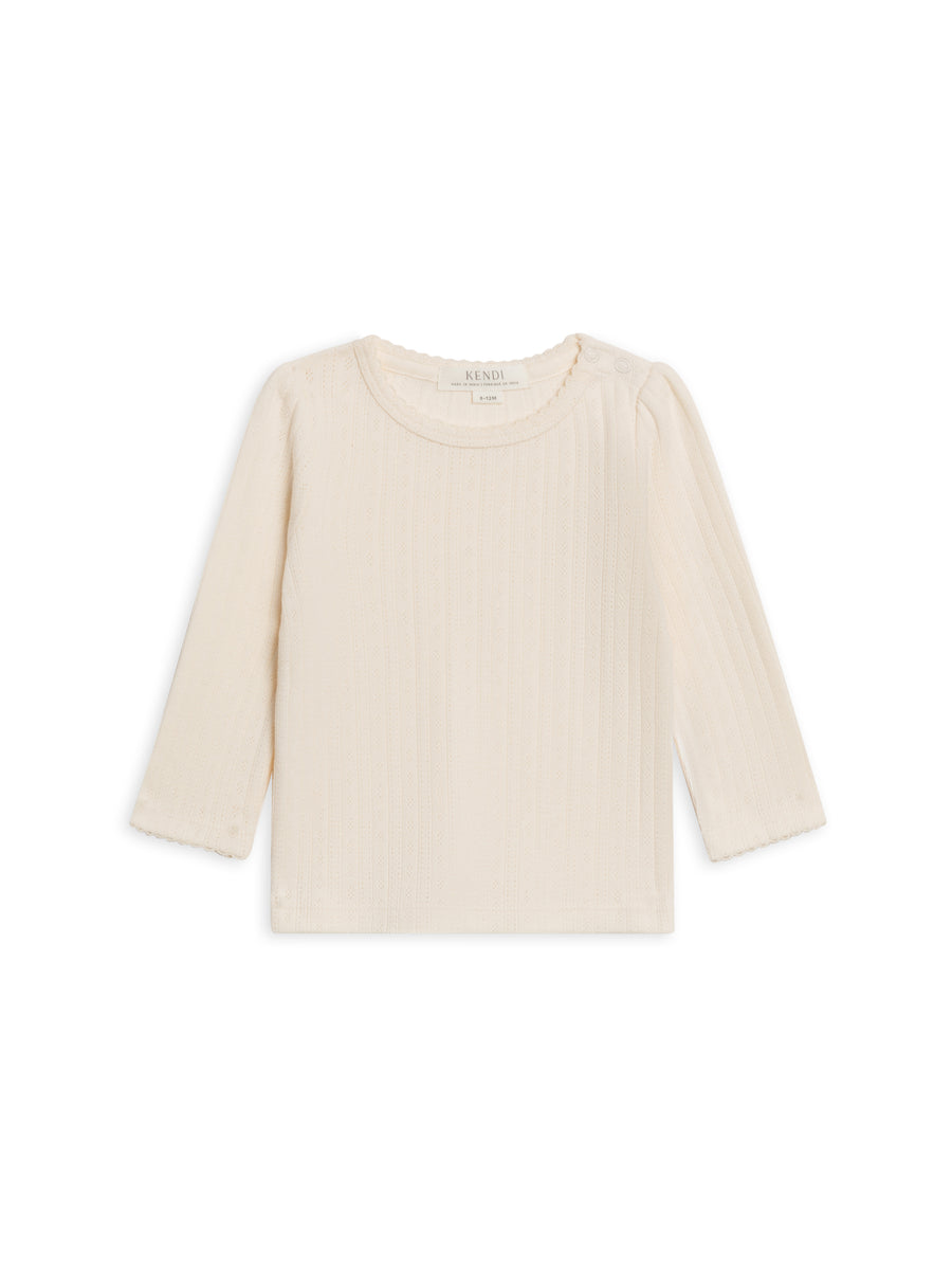 Kate Brushed Back Pointelle Long Sleeve Top