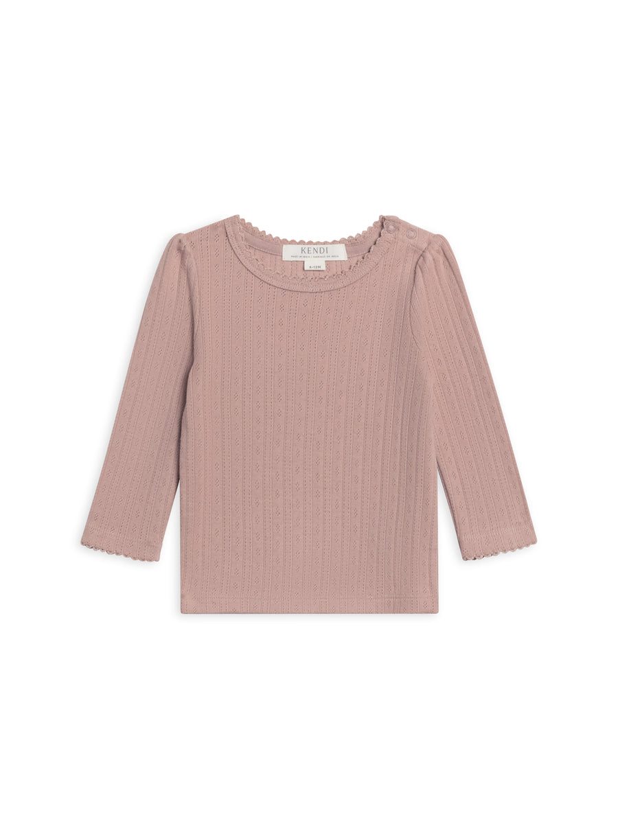 Kate Brushed Back Pointelle Long Sleeve Top