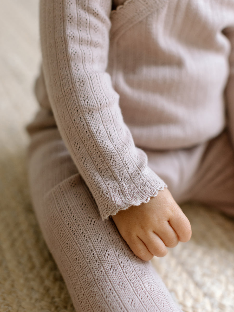 Hilda Brushed Back Pointelle Long Sleeve Kimono Bodysuit Baby :One Pieces :Kimono Bodysuits :Long Sleeves Kendi Organic Cotton Baby Hilda Pointelle Long Sleeve Kimono Bodytsuit