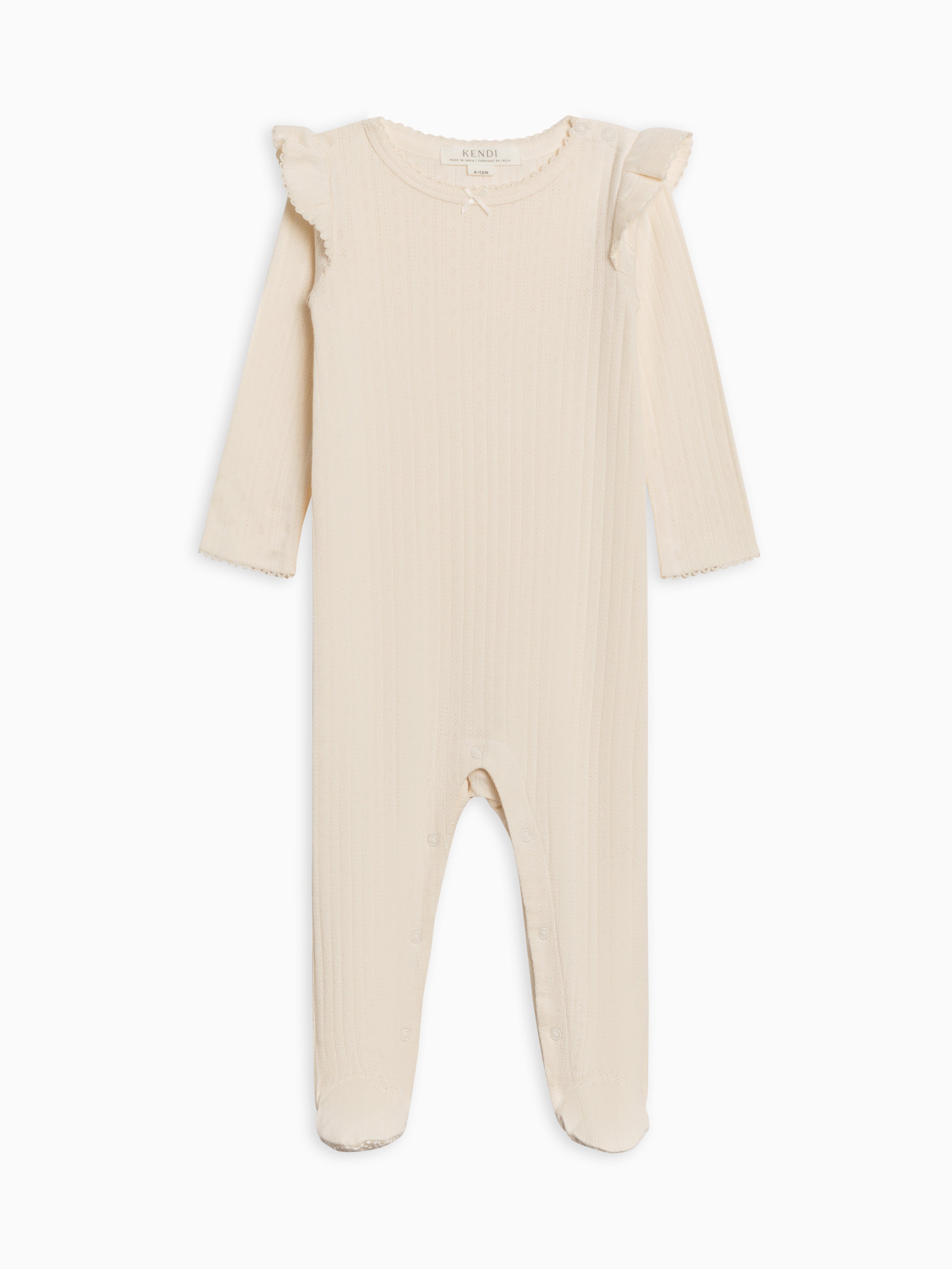 Addy Brushed Back Pointelle Flutter Sleeve Footed Romper - Loren