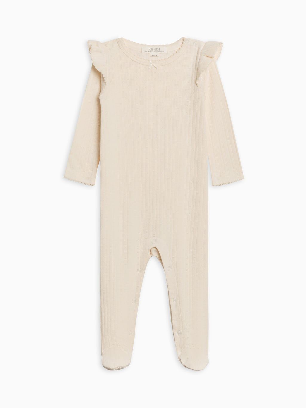 Addy Brushed Back Pointelle Flutter Sleeve Footed Romper Sale : Baby : One Pieces : Rompers : Long Sleeves KENDI by Colored Organics Addy Brushed Back Pointelle Flutter | Colored Organics®