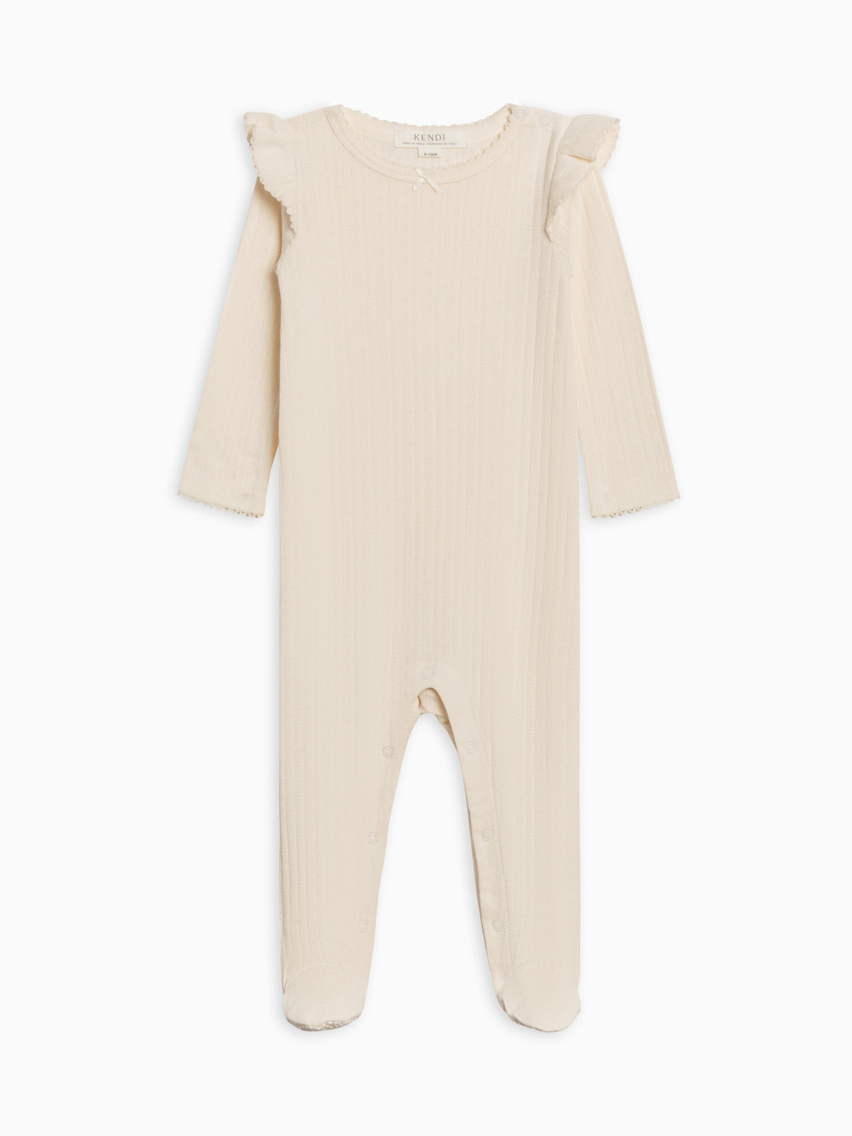 Addy Brushed Back Pointelle Flutter Sleeve Footed Romper Sale : Baby : One Pieces : Rompers : Long Sleeves KENDI by Colored Organics Addy Brushed Back Pointelle Flutter | Colored Organics®