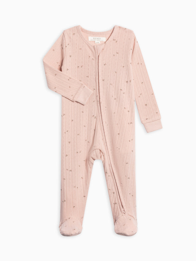 Maya Brushed Back Pointelle Footed Zipper Sleeper