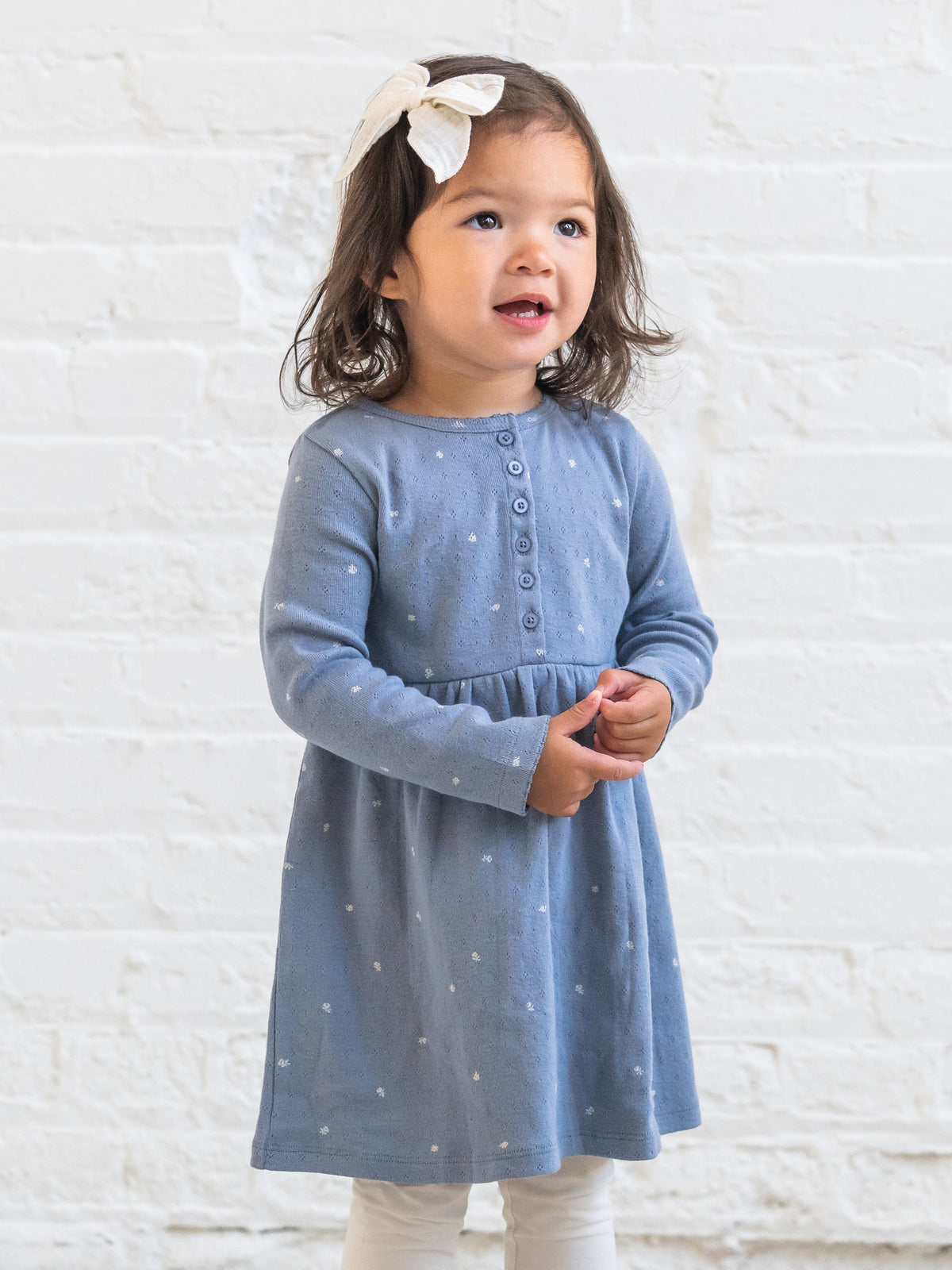 Rita Pointelle Long Sleeve Dress - Macy Bluen