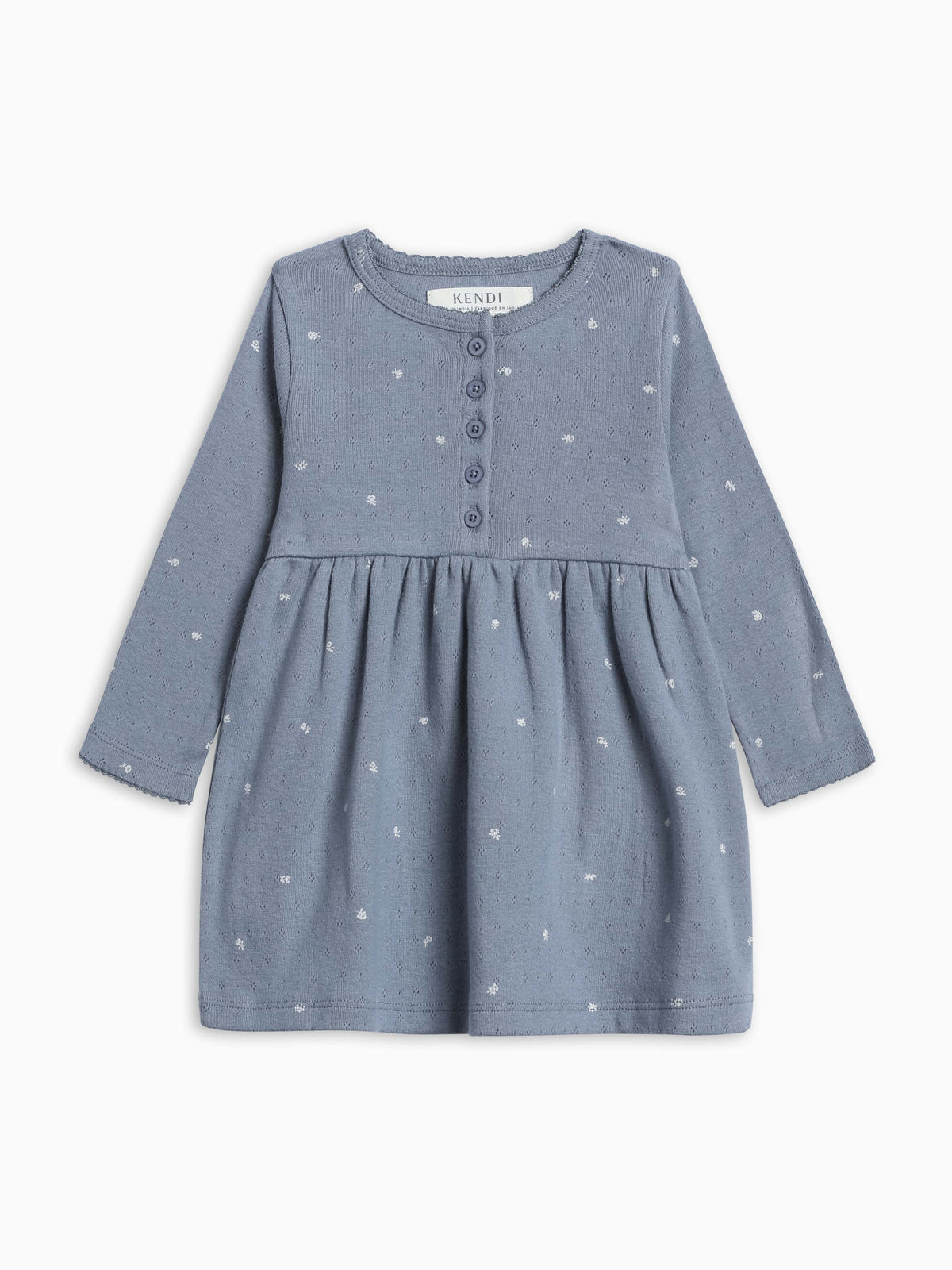 Rita Pointelle Long Sleeve Dress - Fireside