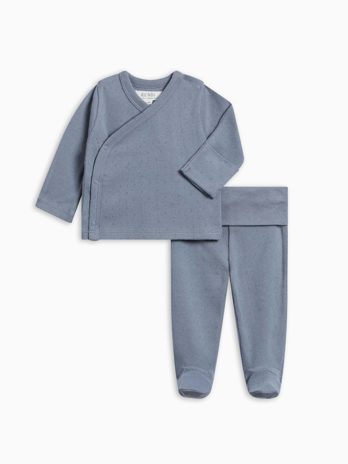 Darie Pointelle Kimono Top and Pant Set - Fireside
