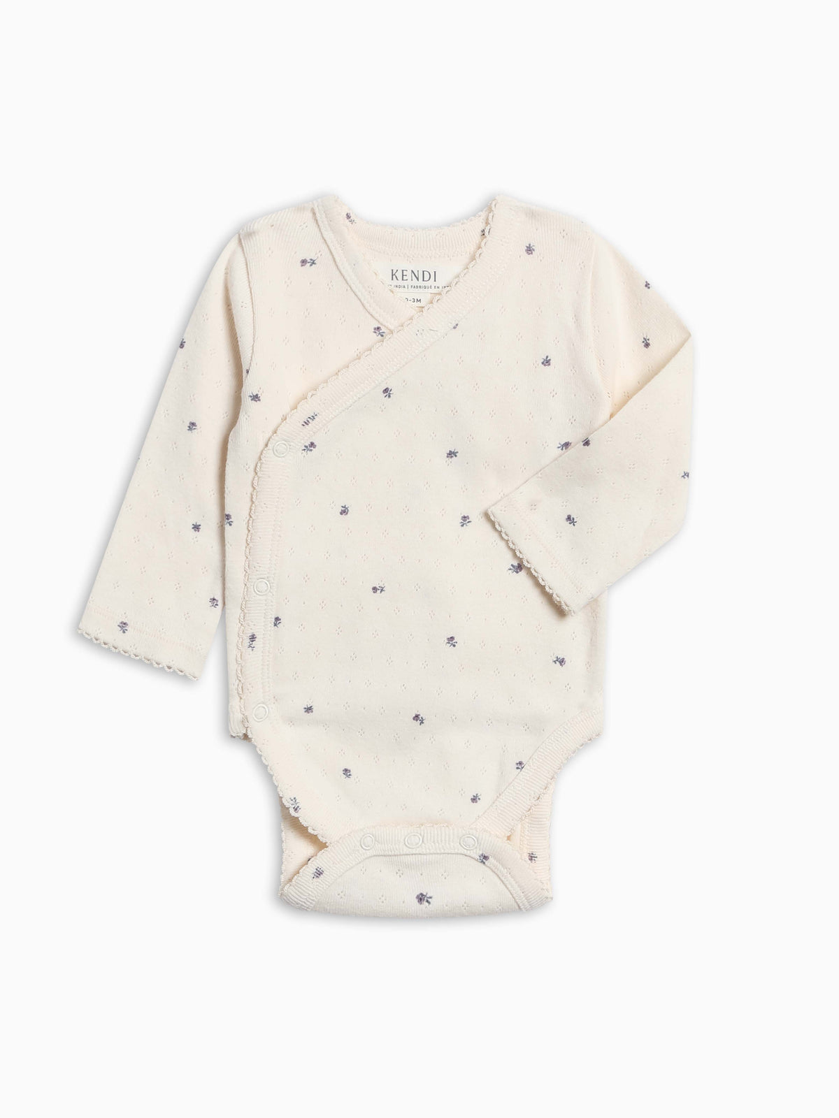 Bijoux Long Sleeve Pointelle Kimono Bodysuit - Macy Floral / Ivory
