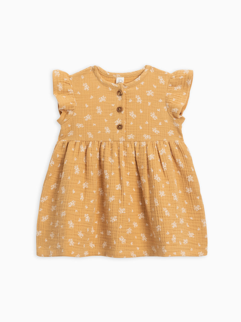 Organic Baby and Kids Gia Muslin Ruffle Sleeve Dress