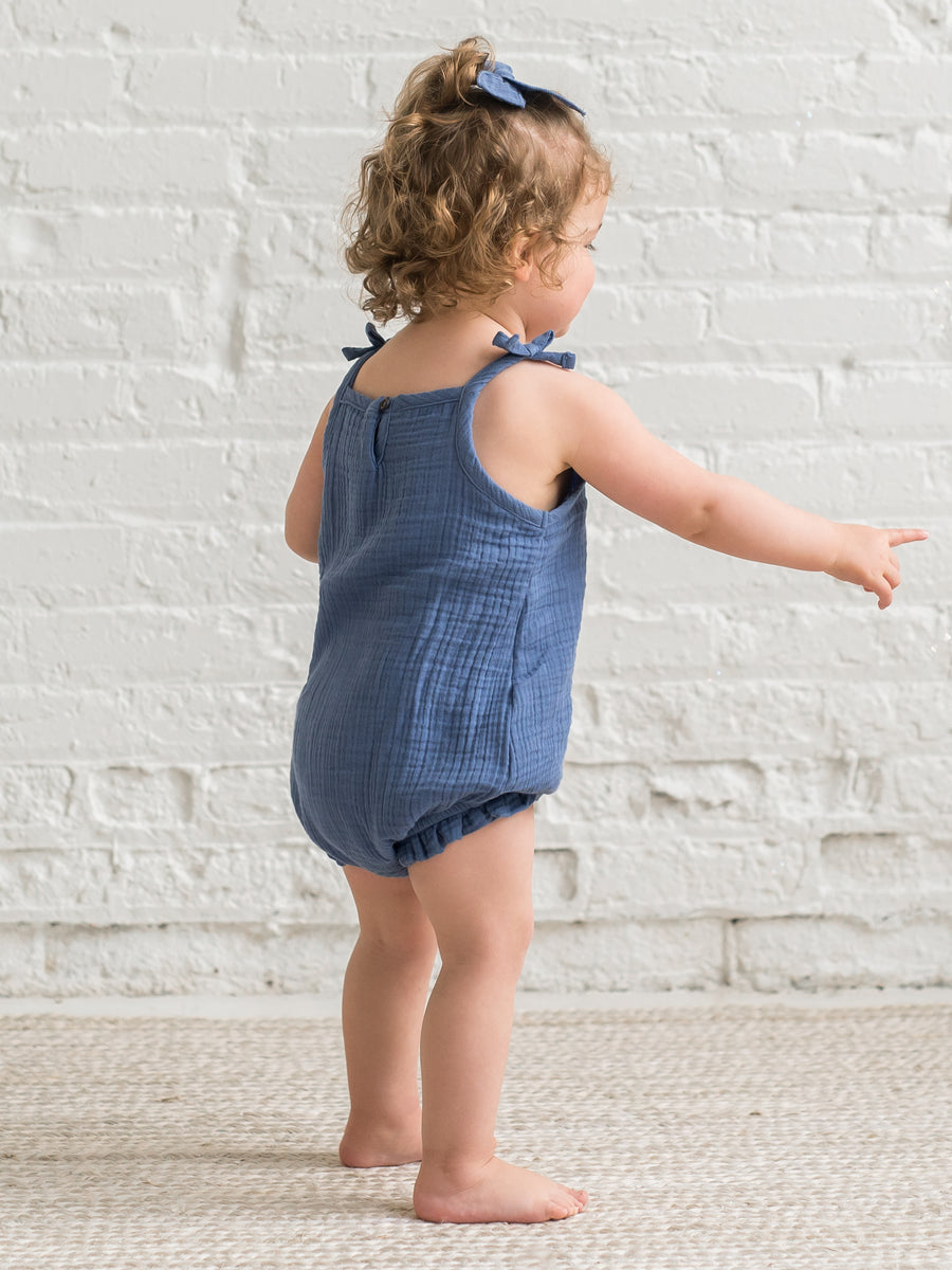 Ada Muslin Ruffle Tank Romper Baby :One Pieces :Rompers :Tanks Kendi Organic Cotton Baby Ada Muslin Ruffle Tank Romper