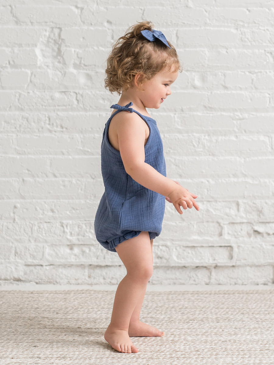 Ada Muslin Ruffle Tank Romper Baby :One Pieces :Rompers :Tanks Kendi Organic Cotton Baby Ada Muslin Ruffle Tank Romper
