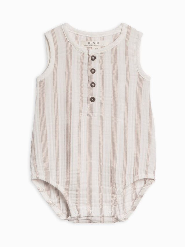 Bowie Muslin Bubble Romper Baby :One Pieces :Rompers :Tanks Kendi Organic Cotton Baby Bowie Muslin Bubble Romper