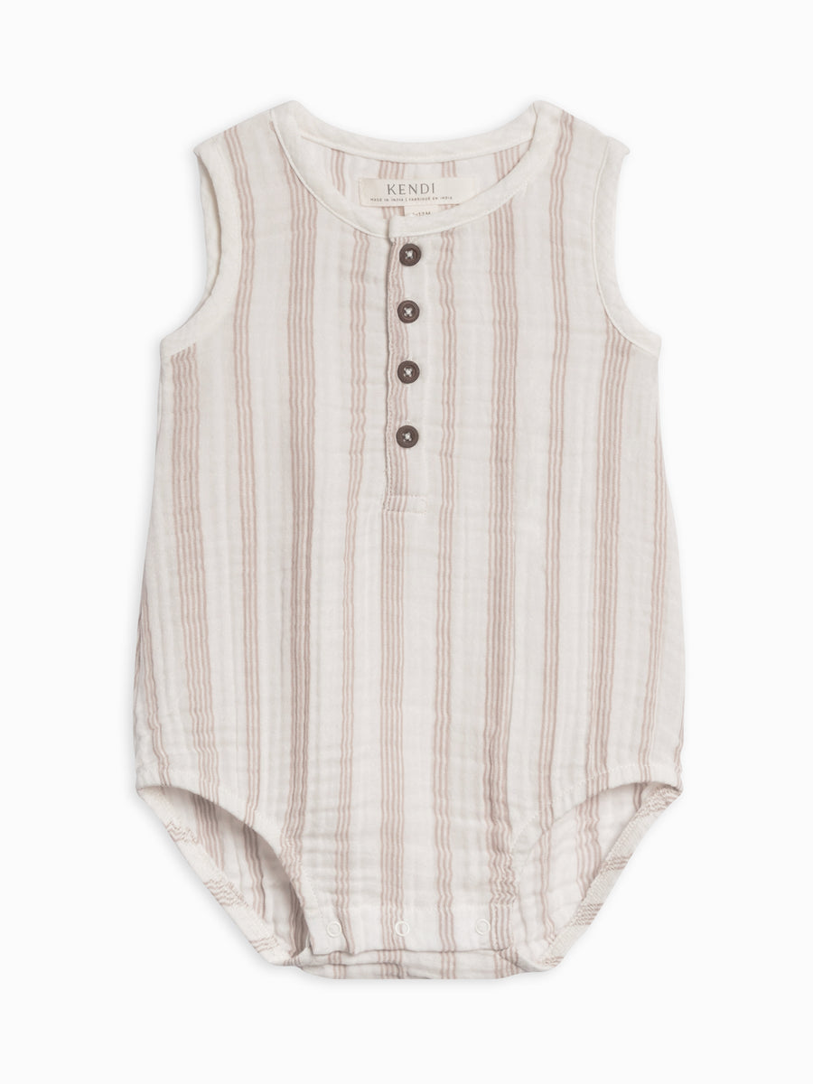 Bowie Muslin Bubble Romper Baby :One Pieces :Rompers :Tanks Kendi Organic Cotton Baby Bowie Muslin Bubble Romper