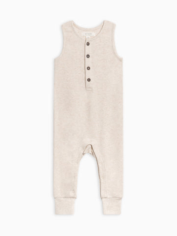 PRE ORDER Wade Waffle Tank Romper - Heather Oat Baby : One Pieces : Rompers : Tanks Kendi Organic Cotton Baby Wade Waffle Tank Romper