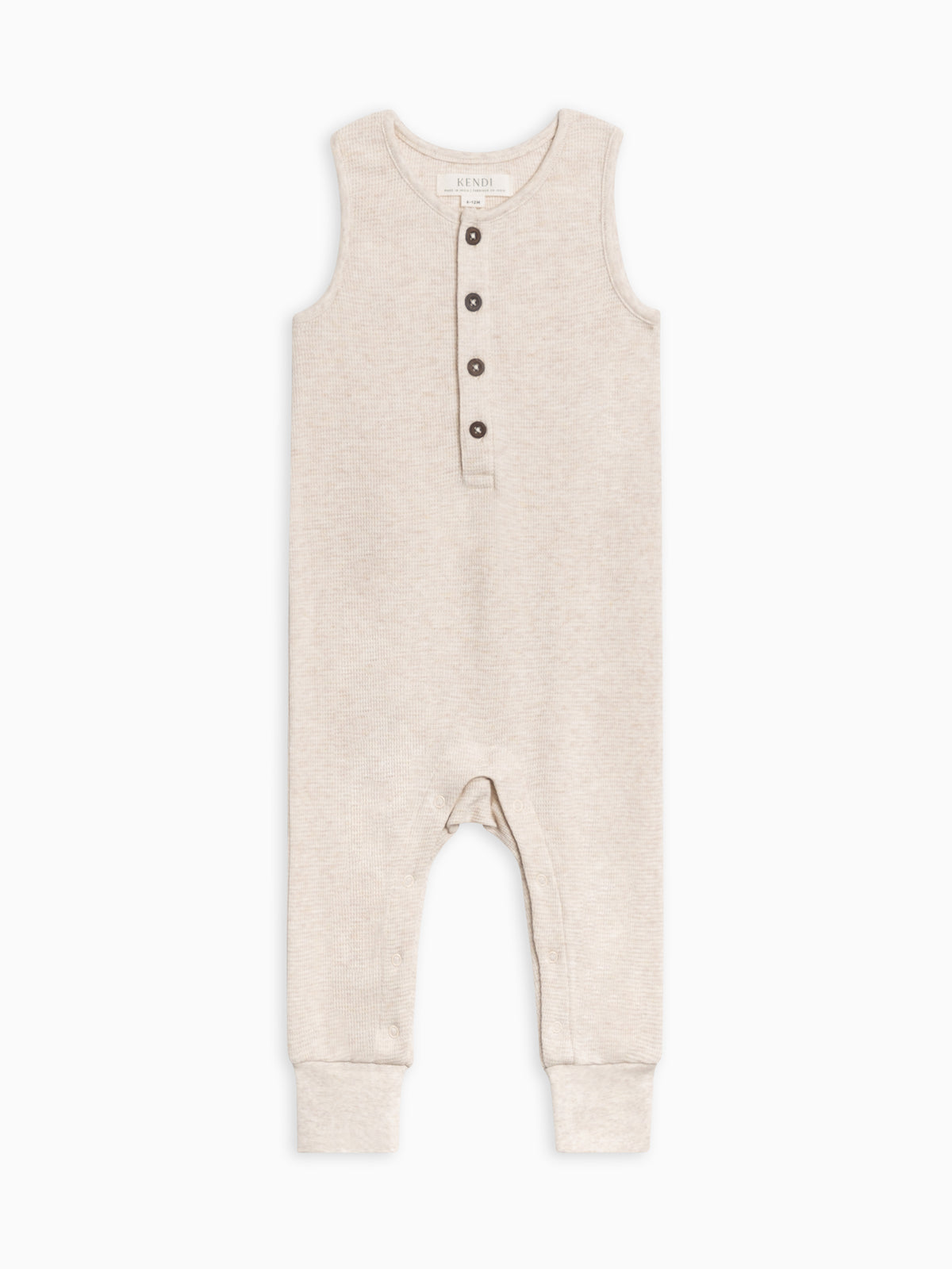 Wade Waffle Tank Romper - Heather Oat Baby : One Pieces : Rompers : Tanks Kendi Wade Waffle Tank Romper - Heather Oat | Colored Organics®