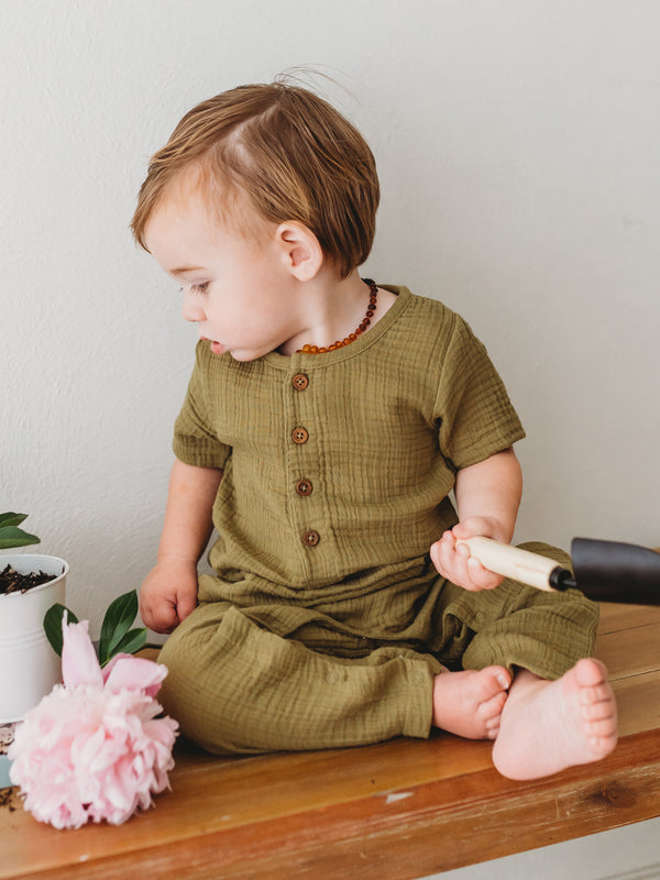 Myles Muslin Henley Romper