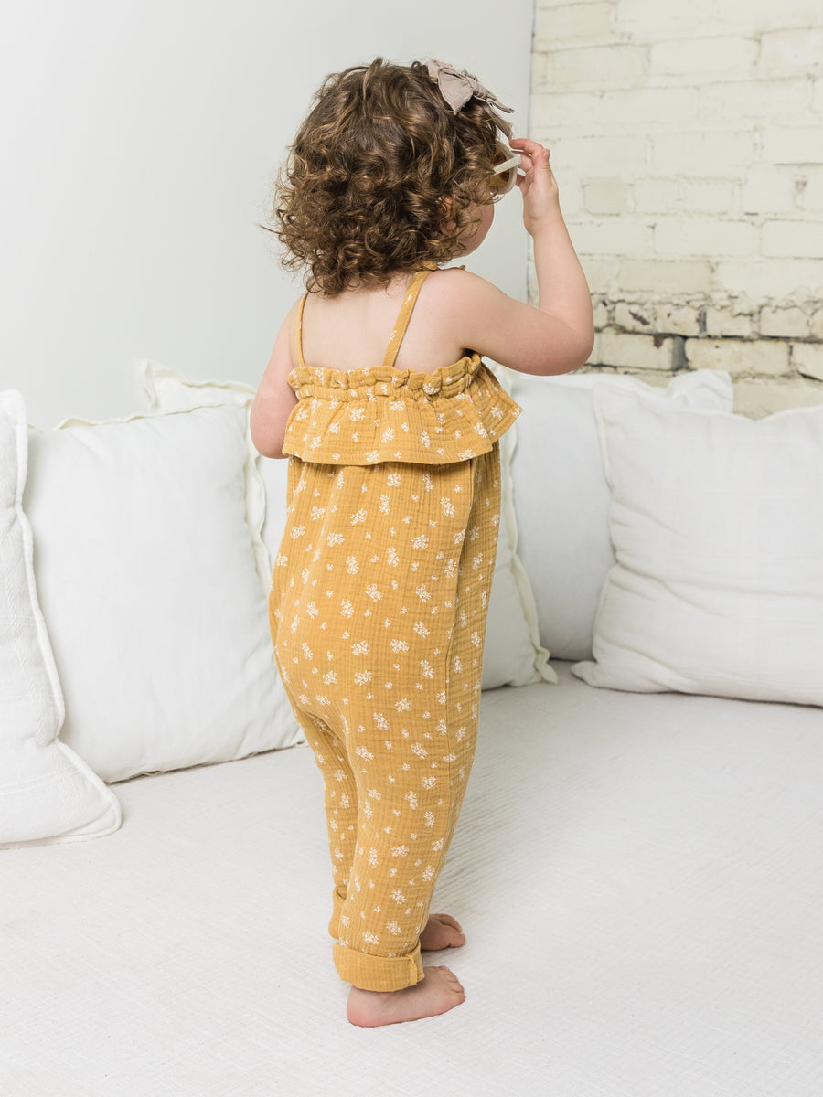 Fiona Muslin Ruffle Tank Jumpsuit Baby-Kids : Tops : Tank Colored Organics Organic Baby and Kids Fiona Muslin Ruffle Tank Jumpsuit