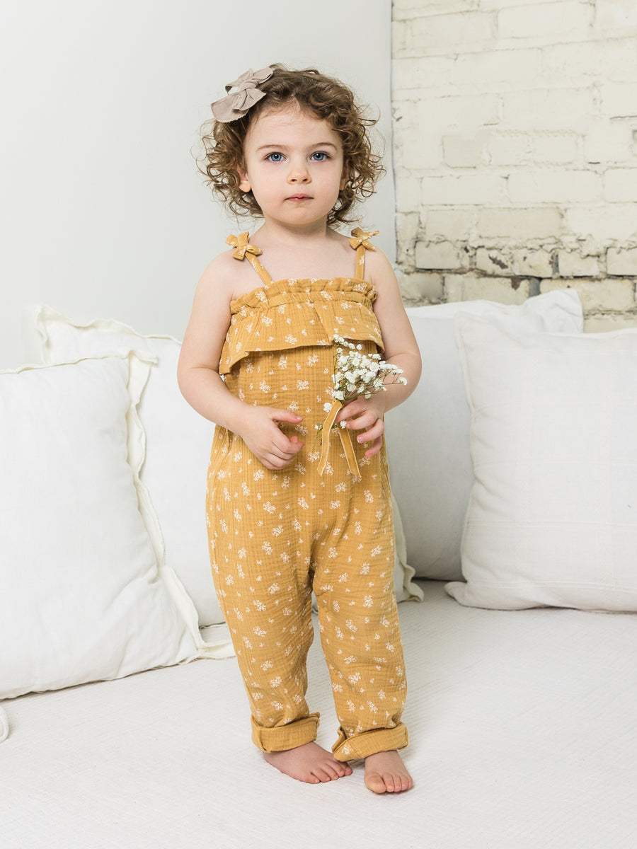 Fiona Muslin Ruffle Tank Jumpsuit Baby-Kids : Tops : Tank Colored Organics Organic Baby and Kids Fiona Muslin Ruffle Tank Jumpsuit