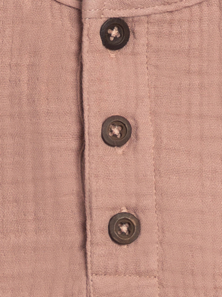 Dean Muslin Henley Sale :Baby-Kids :Tops :Shirts :Short Sleeves Kendi Organic Cotton Baby and Kids Dean Muslin Henley