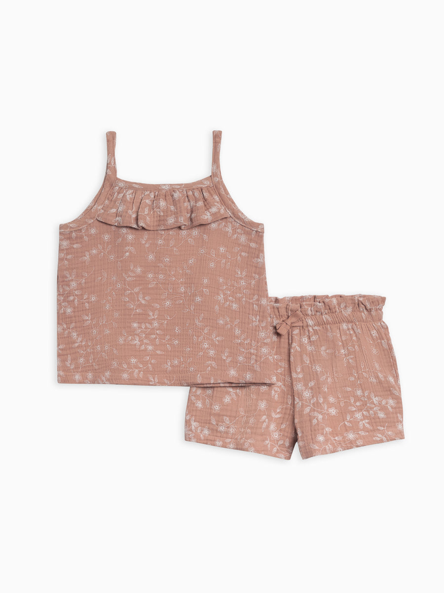 Haven Muslin Tank Set Kids : Set : Bottoms : Shorts : Tops : Tanks Kendi Organic Cotton Kids Haven Muslin Tank Set