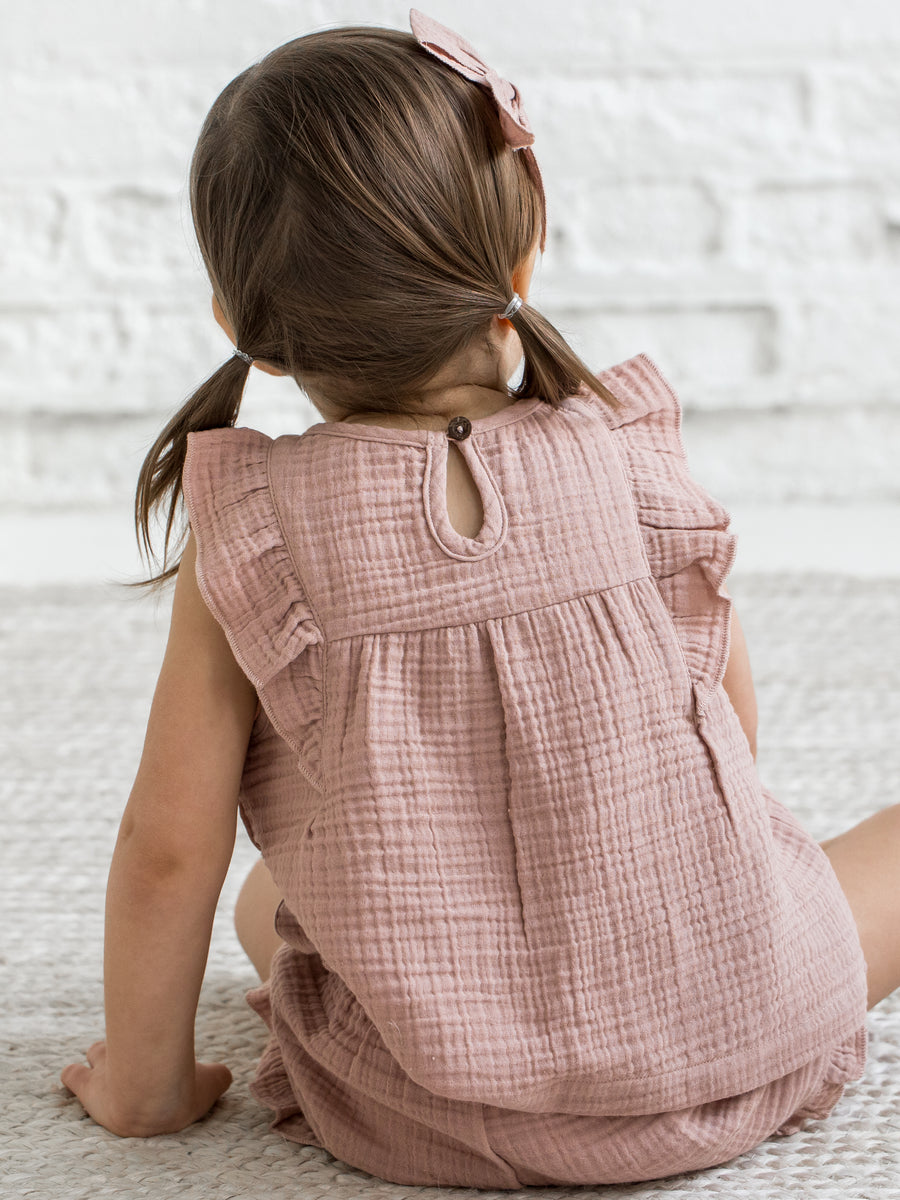 Yara Muslin Ruffle Tank Baby-Kids : Tops : Tank Kendi Organic Cotton Baby and Kids Yara Muslin Ruffle Tank