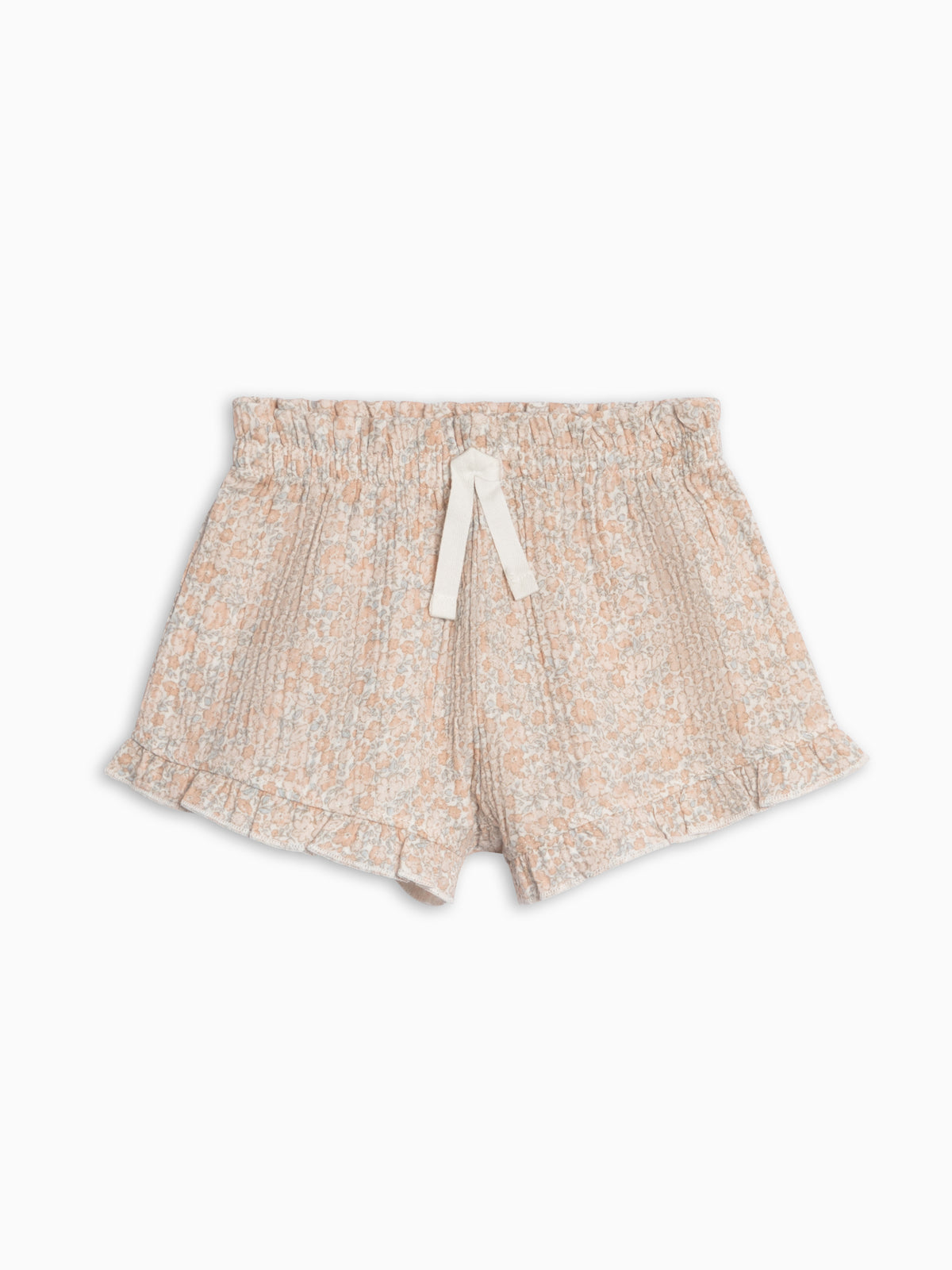 Luz Muslin Ruffle Shorts - Belmont Floral / Shell + Powder Sale : Baby-Kids : Bottoms : Shorts KENDI by Colored Organics Luz Muslin Ruffle Shorts - Belmont | Colored Organics®