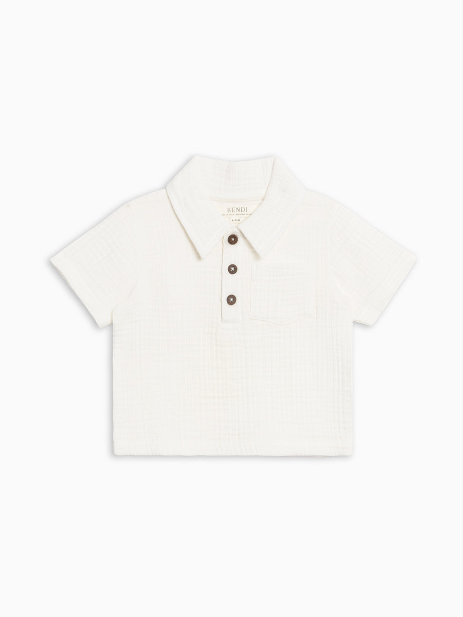 Ezra Muslin Short Sleeve Polo - Regatta