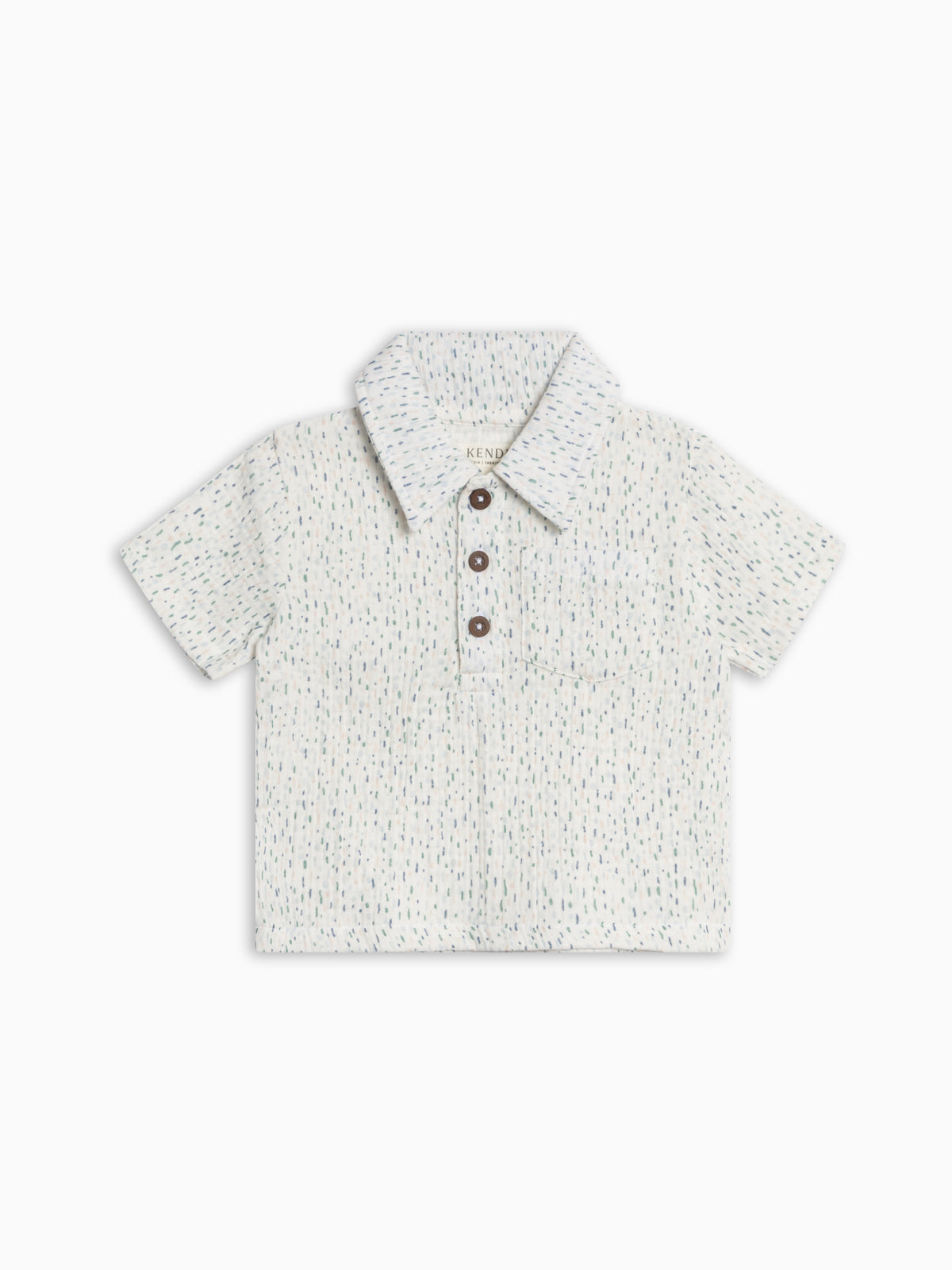 Ezra Muslin Henley - Pinehurst / Powder + Shell Sale : Baby-Kids : Tops : Shirts : Short Sleeves KENDI by Colored Organics Ezra Muslin Henley - Pinehurst / Powder | Colored Organics®