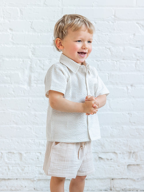 Alden Muslin Shorts - Shell Sale : Baby-Kids : Bottoms : Shorts KENDI by Colored Organics Alden Muslin Shorts - Shell for Baby | Colored Organics®