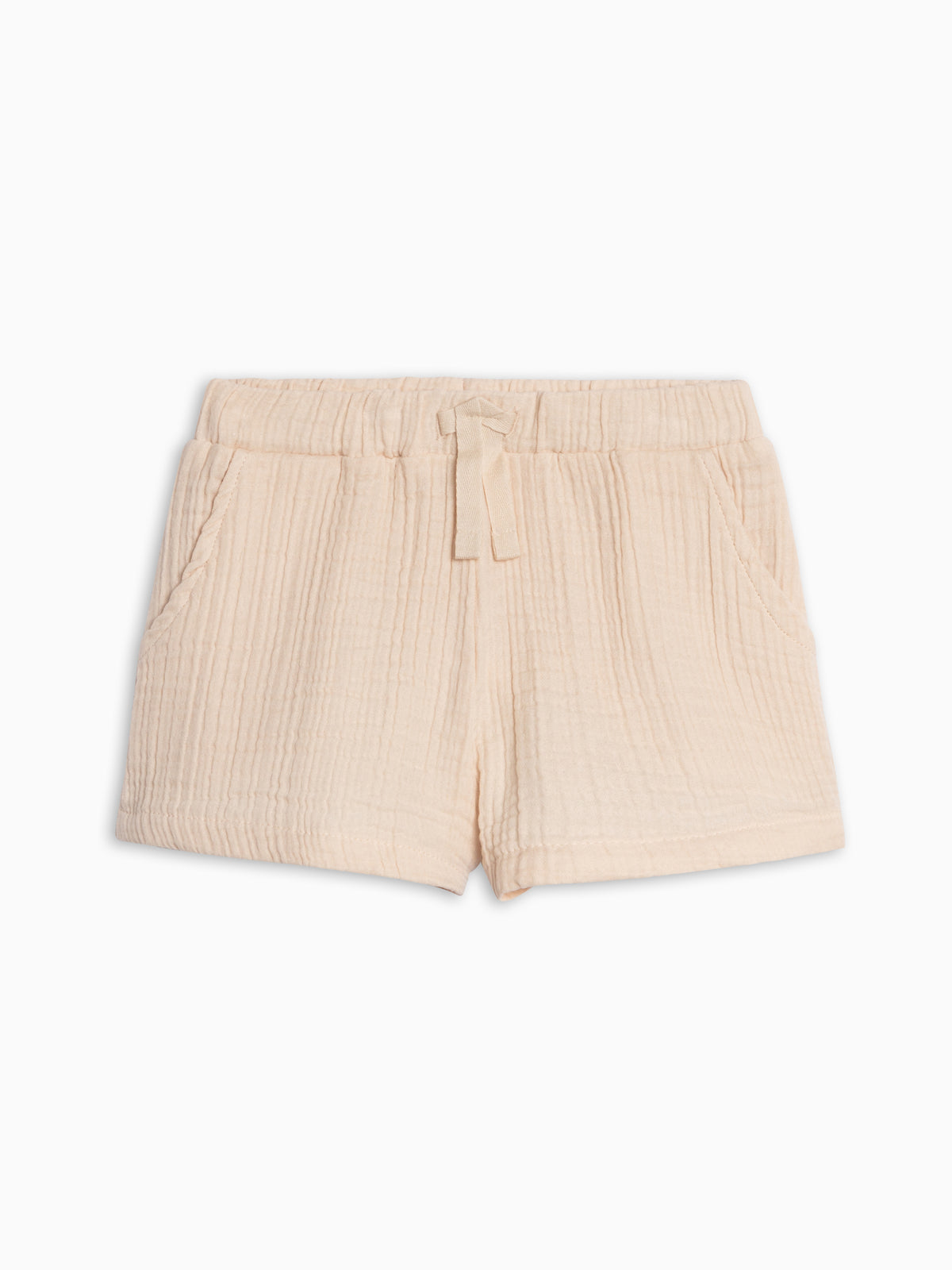 Alden Muslin Shorts - Shell Baby-Kids : Bottoms : Shorts KENDI by Colored Organics Alden Muslin Shorts - Shell for Baby | Colored Organics®