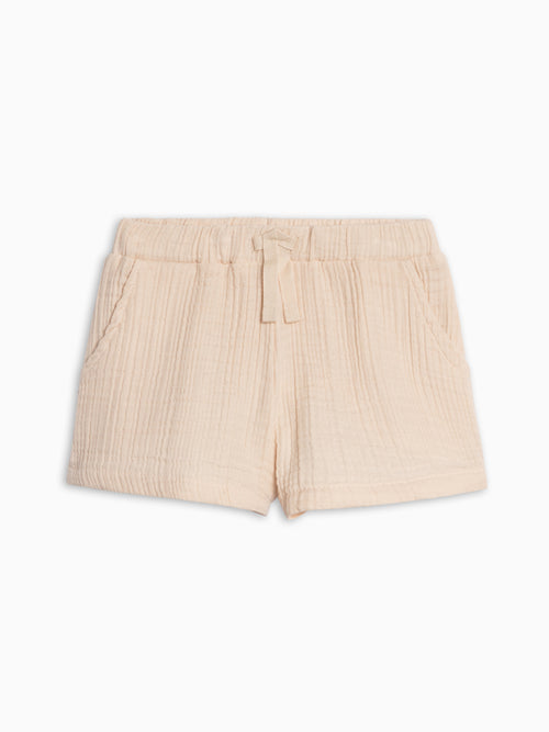 Alden Muslin Shorts - Shell Sale : Baby-Kids : Bottoms : Shorts KENDI by Colored Organics Alden Muslin Shorts - Shell for Baby | Colored Organics®