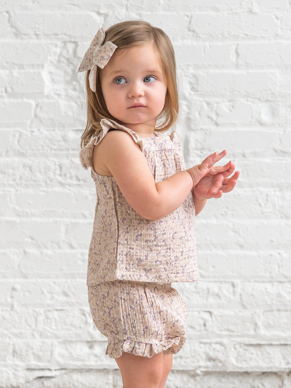 Colette Muslin Tank and Bloomer Set - Vionna Floral / Shell + Fog