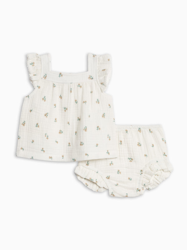 Colette Muslin Tank and Bloomer Set - Palmer Floral / Dune + Laguna