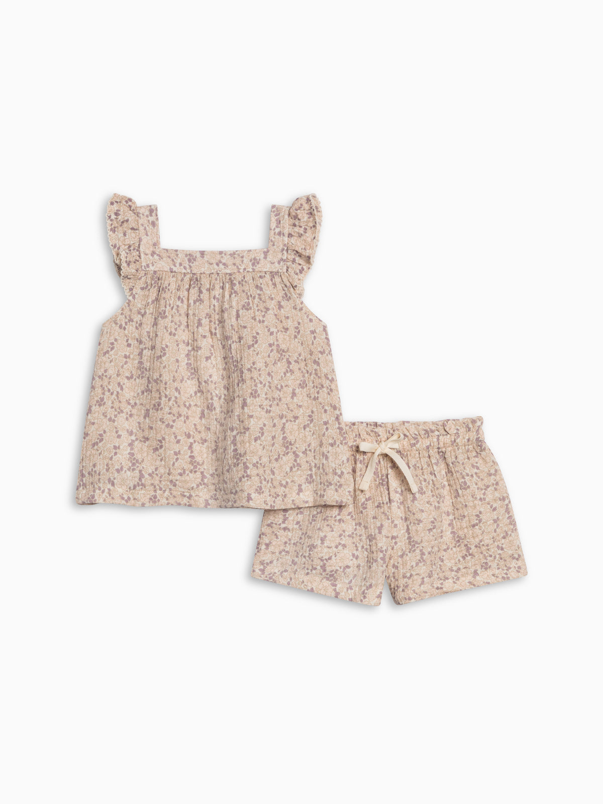 Louise Muslin Tank and Short Set - Vionna Floral / Shell + Fog Kids : Set : Bottoms : Shorts : Tops : Tanks Kendi Louise Muslin Tank and Short Set | Colored Organics®