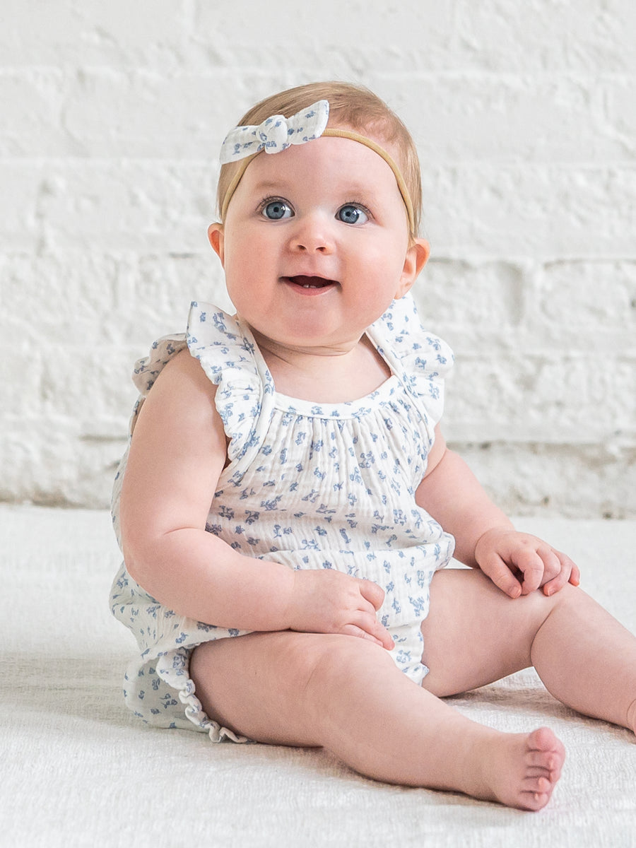 Sandra Muslin Tank Bubble Romper - Rosebay Floral / Coconut + Sea