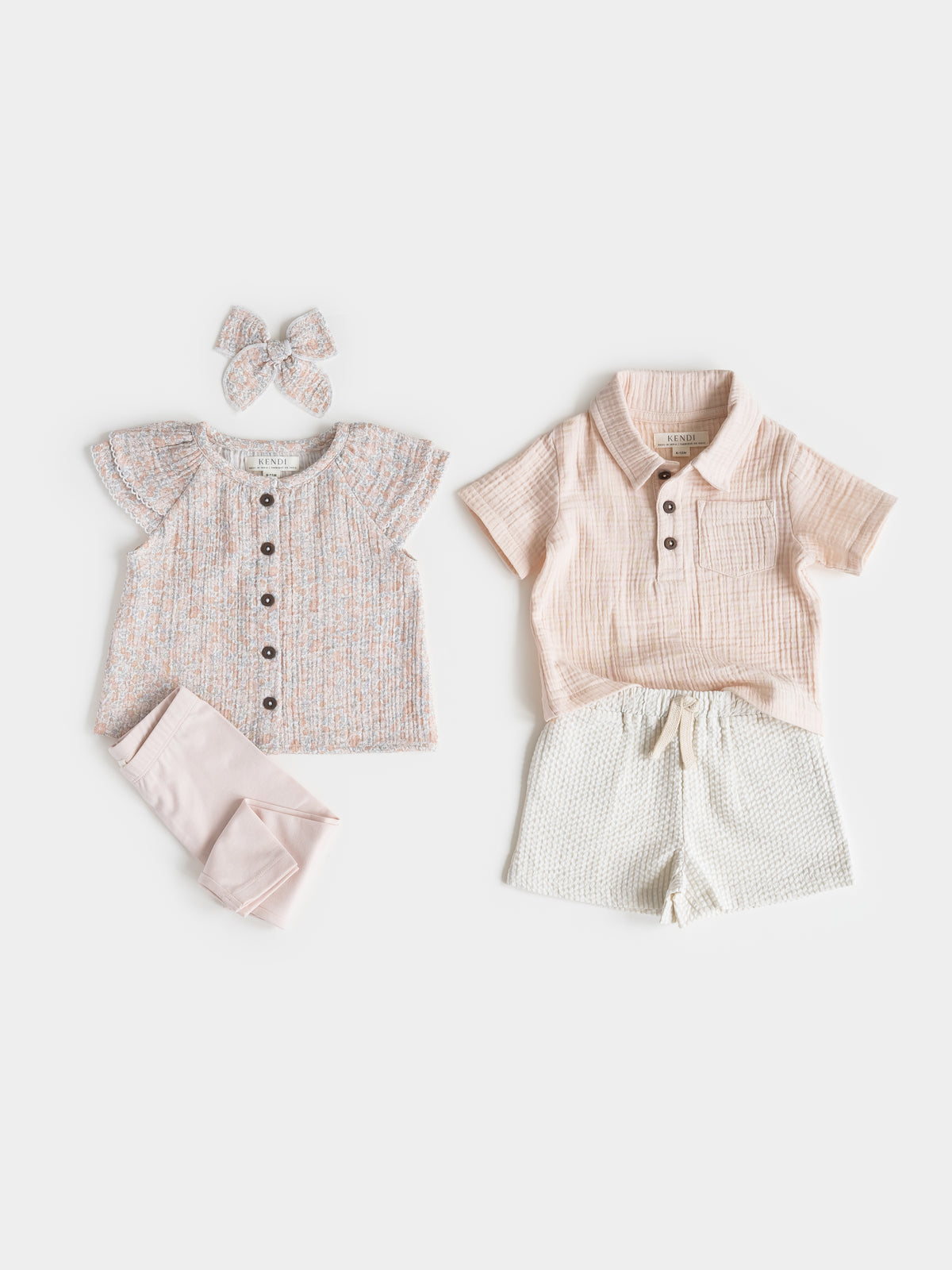 Nelly Muslin Ruffle Sleeve Top - Belmont Floral / Shell + Powder Sale : Baby-Kids : Tops : Shirts : Short Sleeves KENDI by Colored Organics Nelly Muslin Ruffle Sleeve Top | Colored Organics®