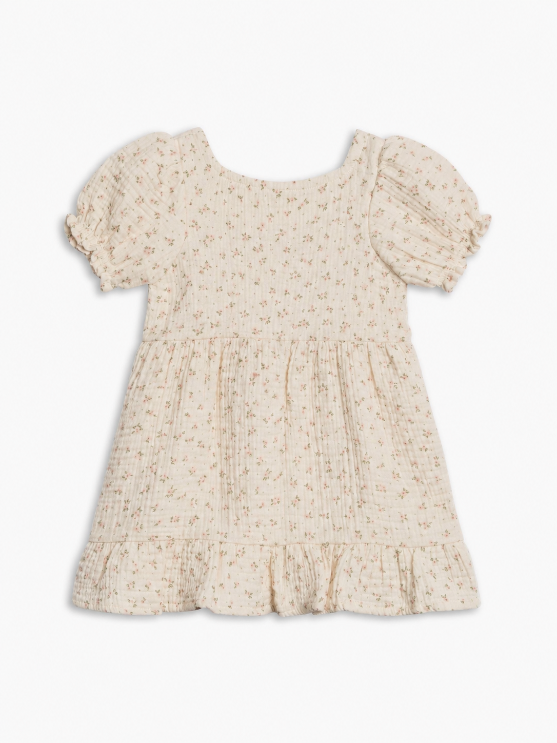Celine Muslin Square Neck Dress - Camellia Floral / Shell + Fern