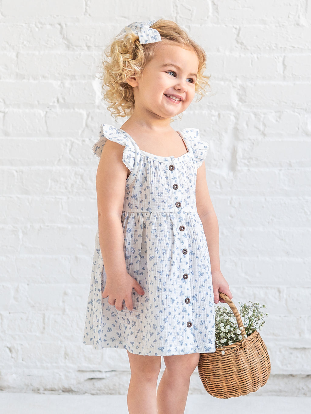 Maisy Muslin Ruffle Strap Dress - Rosebay Floral / Coconut + Sea Baby-Kids : Dresses : Tanks KENDI by Colored Organics Maisy Muslin Ruffle Strap Dress | Colored Organics®