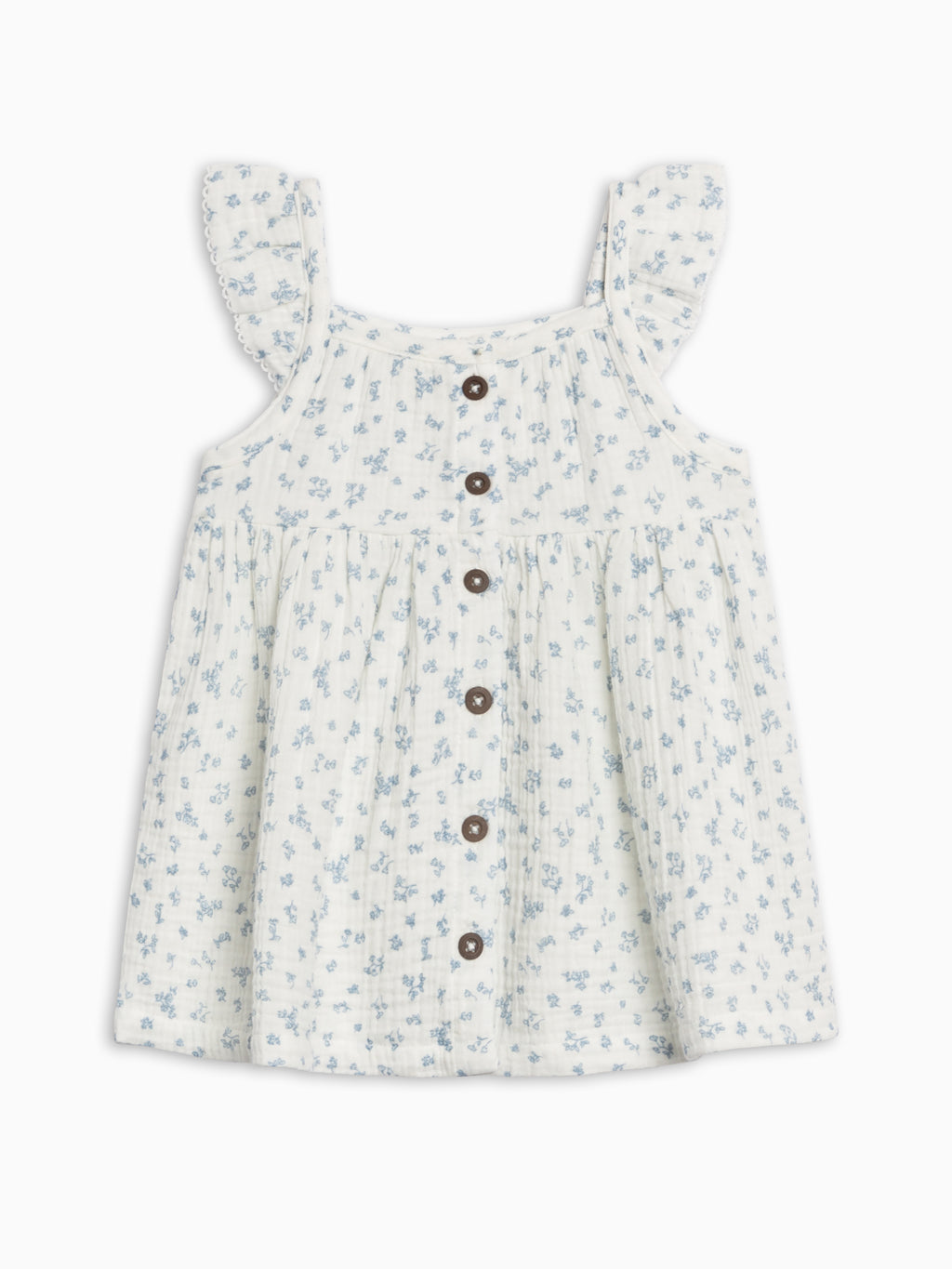 Maisy Muslin Ruffle Strap Dress - Rosebay Floral / Coconut + Sea Baby-Kids : Dresses : Tanks KENDI by Colored Organics Maisy Muslin Ruffle Strap Dress | Colored Organics®