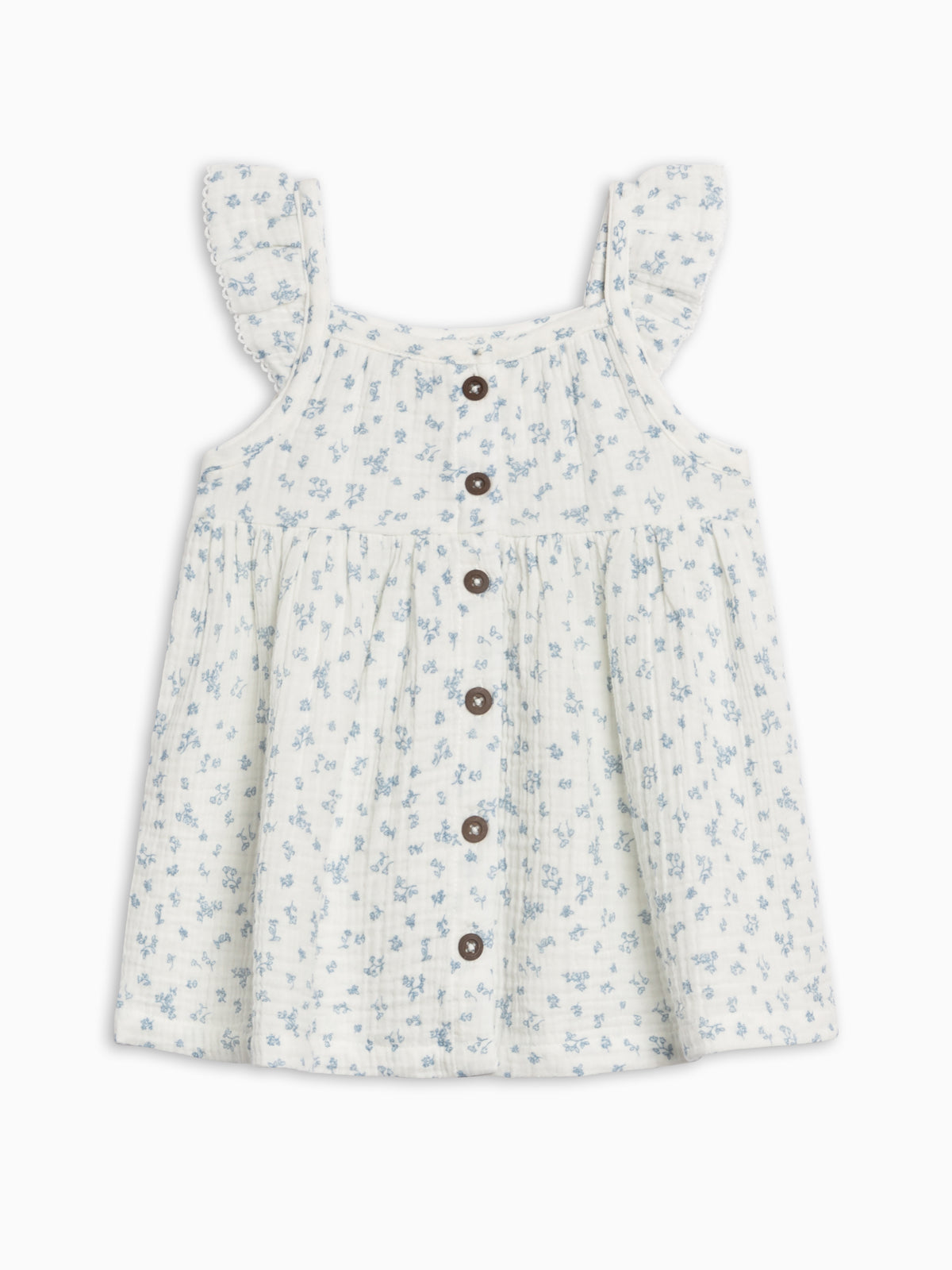 Maisy Muslin Ruffle Strap Dress - Rosebay Floral / Coconut + Sea Baby-Kids : Dresses : Tanks KENDI by Colored Organics Maisy Muslin Ruffle Strap Dress | Colored Organics®