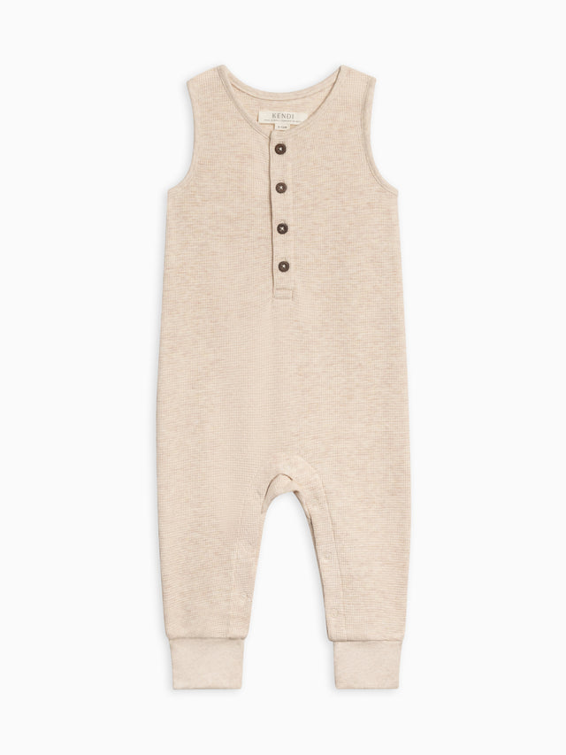 Wade Waffle Tank Romper Baby : One Pieces : Rompers : Tanks Kendi Organic Cotton Baby Wade Waffle Tank Romper