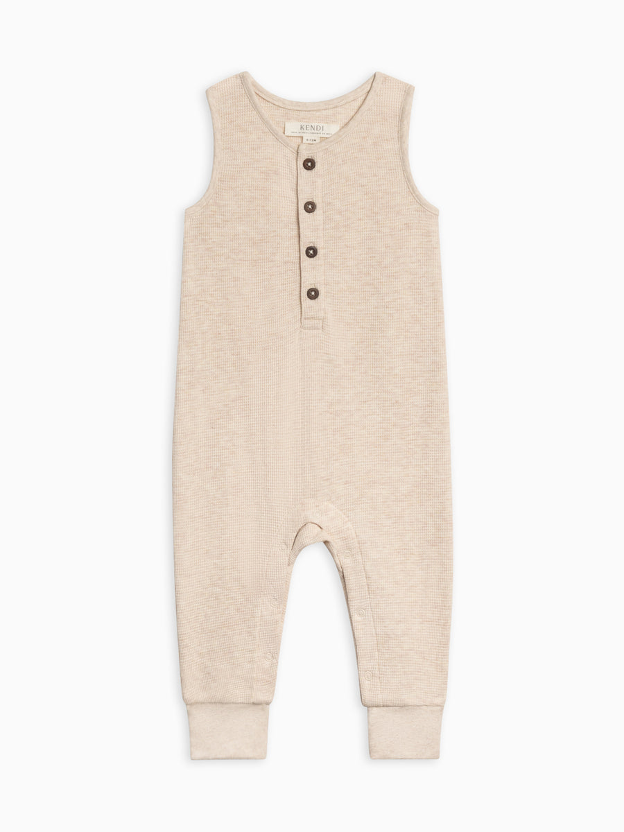 Wade Waffle Tank Romper Baby : One Pieces : Rompers : Tanks Kendi Organic Cotton Baby Wade Waffle Tank Romper