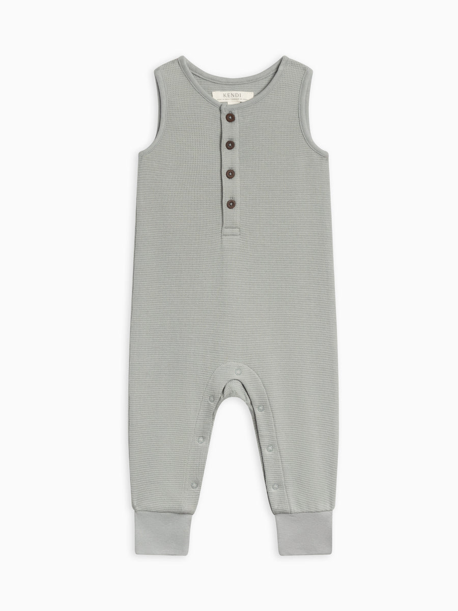 Wade Waffle Tank Romper Baby :One Pieces :Rompers :Tanks Kendi Organic Cotton Baby Wade Waffle Tank Romper