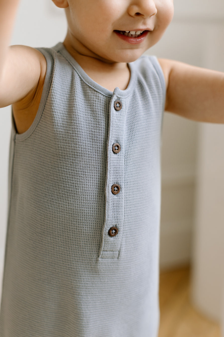 Wade Waffle Tank Romper Baby :One Pieces :Rompers :Tanks Kendi Organic Cotton Baby Wade Waffle Tank Romper