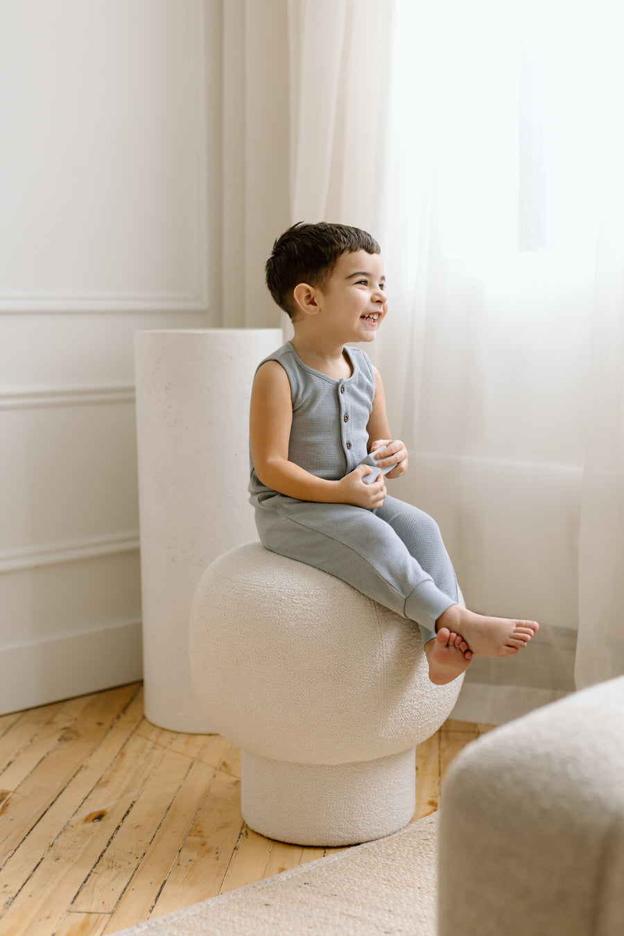 Wade Waffle Tank Romper Baby :One Pieces :Rompers :Tanks Kendi Organic Cotton Baby Wade Waffle Tank Romper
