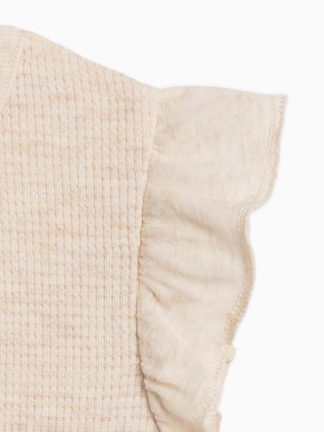 Maci Waffle Flutter Tank Romper Baby :One Pieces :Rompers :Short Sleeves Kendi Organic Cotton Baby Maci Waffle Flutter Tank Romper